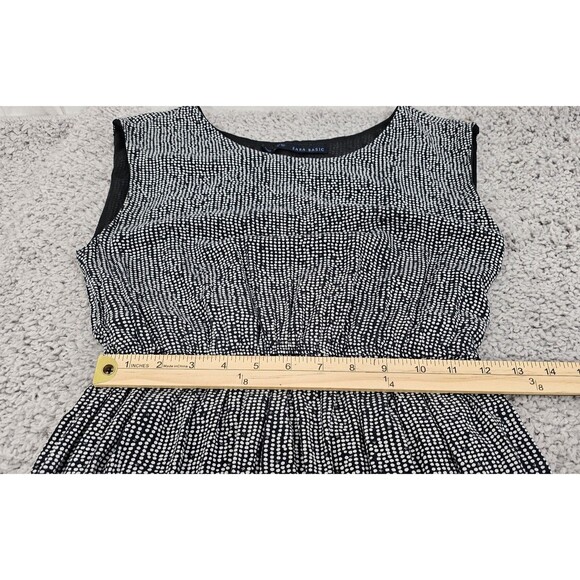 Zara Blouson Mini Dress Viscose Knit Polka Dot Navy Minimalist Office Casual M - Picture 11 of 13